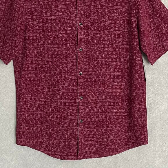 Alfani Men's Small Button-Up Casual Short Sleeve Shirt Maroon Banner Cotton NEW - Picture 4 of 12